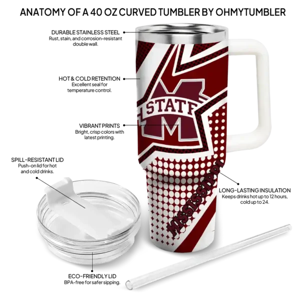 customized mississippi state bulldogs arrow burst maroon curved tumbler new arrival.webp