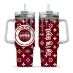 customized mississippi state bulldogs bullseye drips maroon curved tumbler best selling.webp