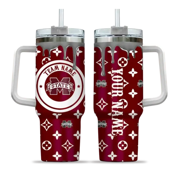 customized mississippi state bulldogs bullseye drips maroon curved tumbler best selling.webp
