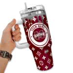 customized mississippi state bulldogs bullseye drips maroon curved tumbler best selling.webp