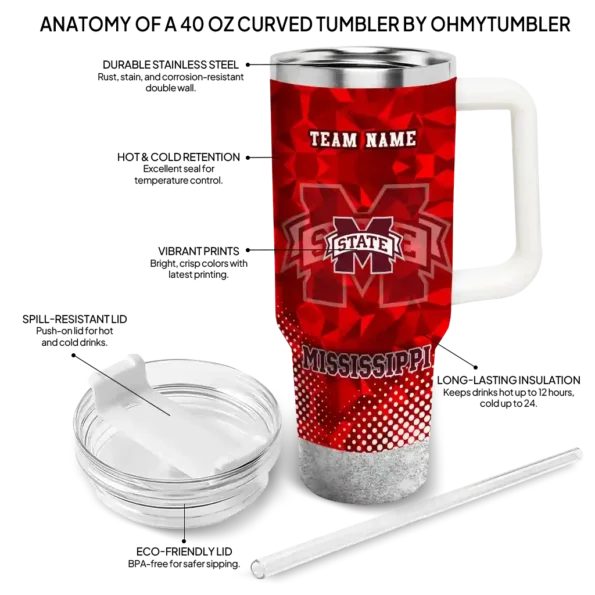 customized mississippi state bulldogs geometric prism maroon curved tumbler new arrival.webp