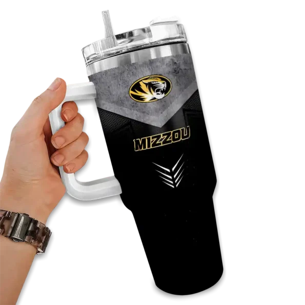 customized missouri tigers arrow armor black curved tumbler fashion forward.webp