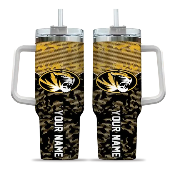 customized missouri tigers chevron stripe black curved tumbler best selling.webp