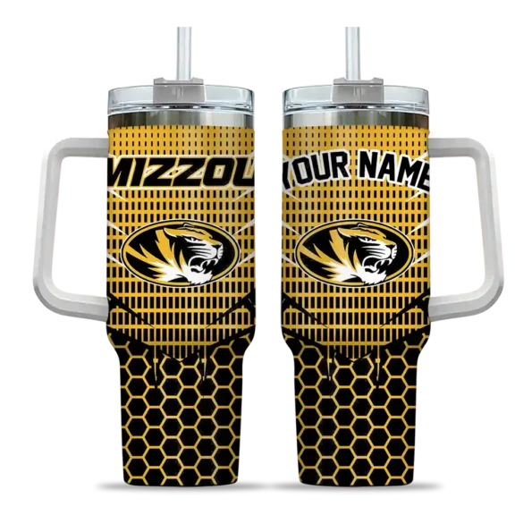 customized missouri tigers hex texture black curved tumbler best selling.webp