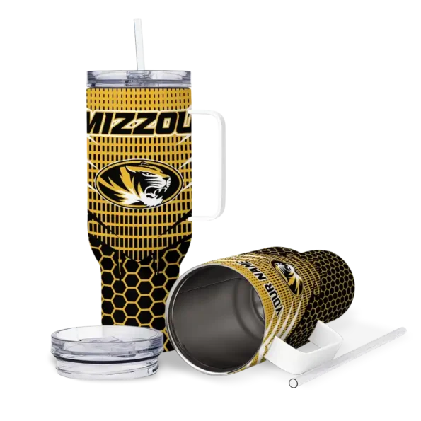 customized missouri tigers hex texture black curved tumbler high quality.webp
