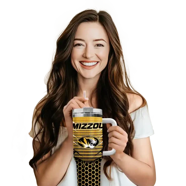customized missouri tigers hex texture black curved tumbler premium grade.webp