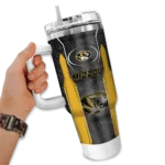customized missouri tigers hexagon armor black curved tumbler best selling.webp