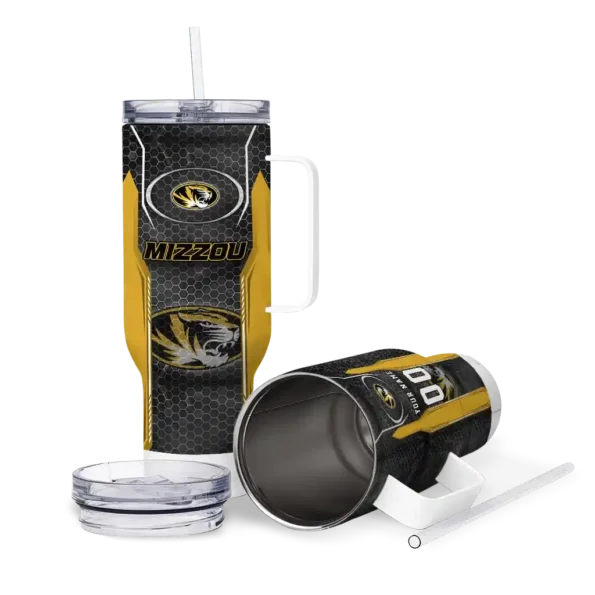 customized missouri tigers hexagon armor black curved tumbler high quality.webp