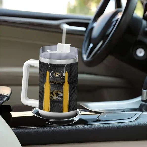 customized missouri tigers hexagon armor black curved tumbler trendy.webp