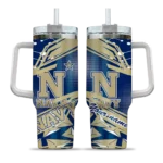 customized navy midshipmen abstract paths blue curved tumbler best selling.webp