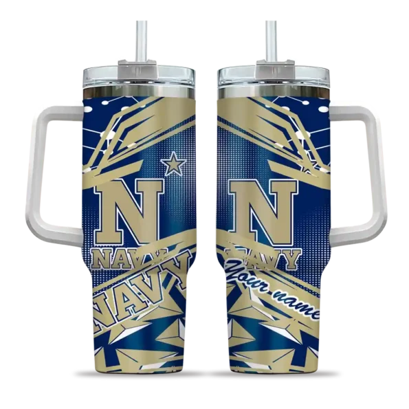 customized navy midshipmen abstract paths blue curved tumbler best selling.webp