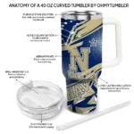 customized navy midshipmen abstract paths blue curved tumbler best selling.webp
