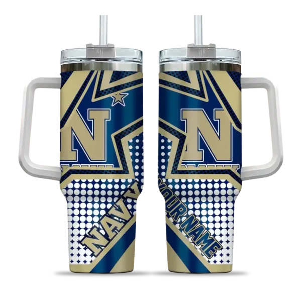 customized navy midshipmen arrow burst blue curved tumbler best selling.webp