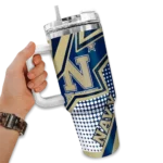 customized navy midshipmen arrow burst blue curved tumbler best selling.webp