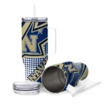 customized navy midshipmen arrow burst blue curved tumbler best selling.webp