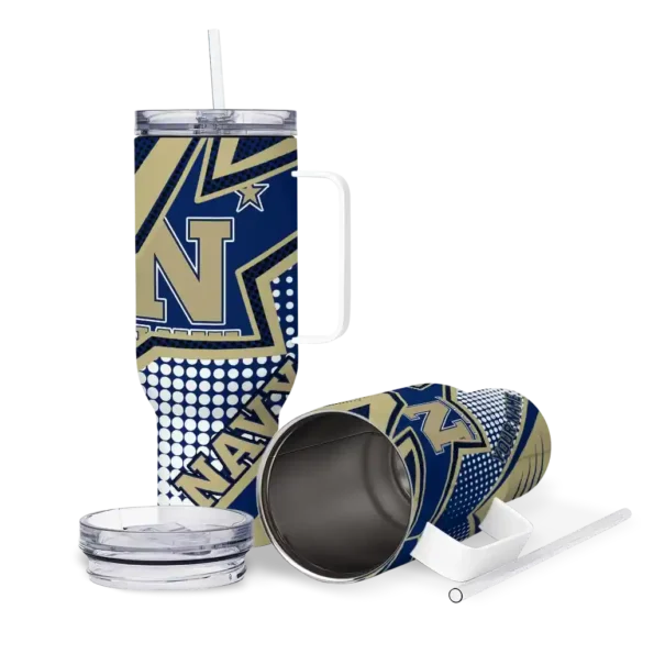 customized navy midshipmen arrow burst blue curved tumbler high quality.webp