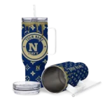 customized navy midshipmen bullseye drips blue curved tumbler best selling.webp