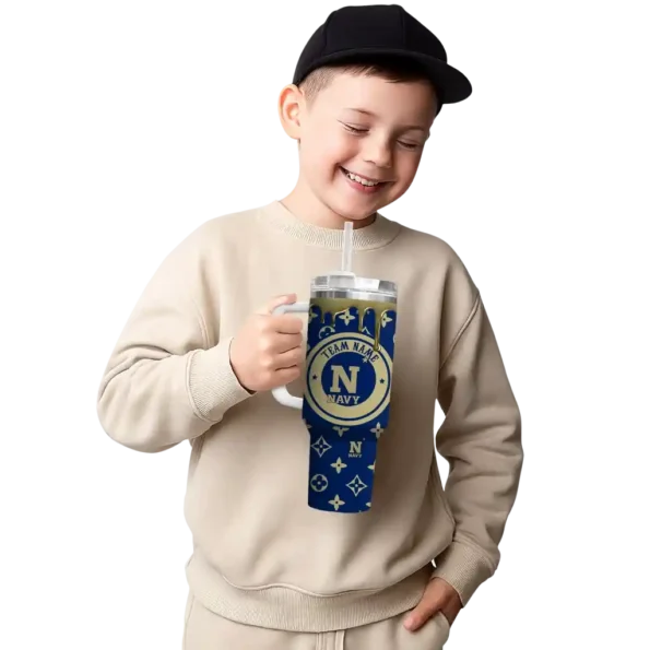 customized navy midshipmen bullseye drips blue curved tumbler latest model.webp