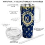 customized navy midshipmen bullseye drips blue curved tumbler best selling.webp