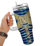 customized navy midshipmen chevron layers blue curved tumbler best selling.webp