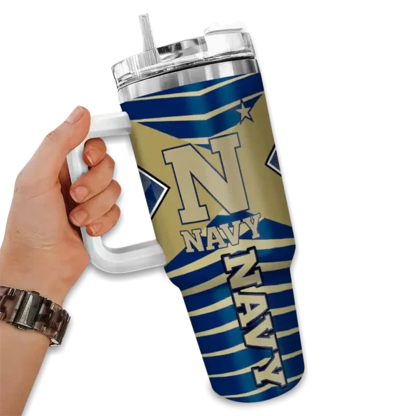 customized navy midshipmen chevron layers blue curved tumbler fashion forward.webp