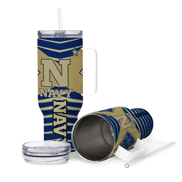 customized navy midshipmen chevron layers blue curved tumbler high quality.webp