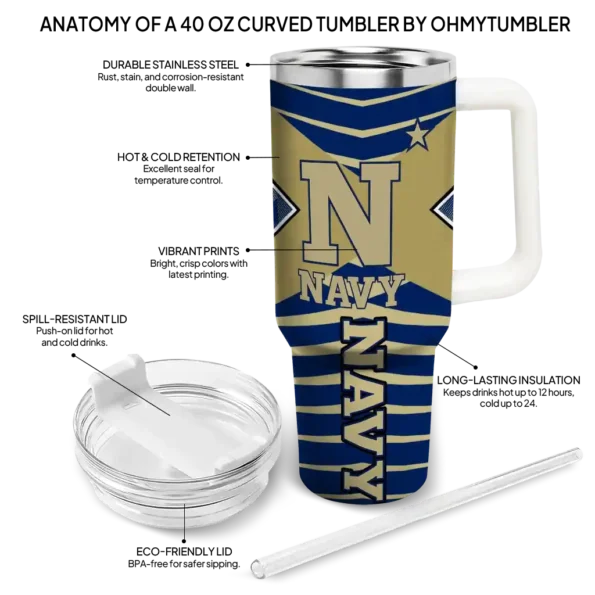 customized navy midshipmen chevron layers blue curved tumbler new arrival.webp
