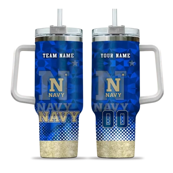 customized navy midshipmen geometric prism blue curved tumbler best selling.webp