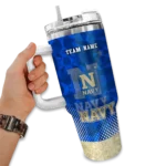 customized navy midshipmen geometric prism blue curved tumbler best selling.webp