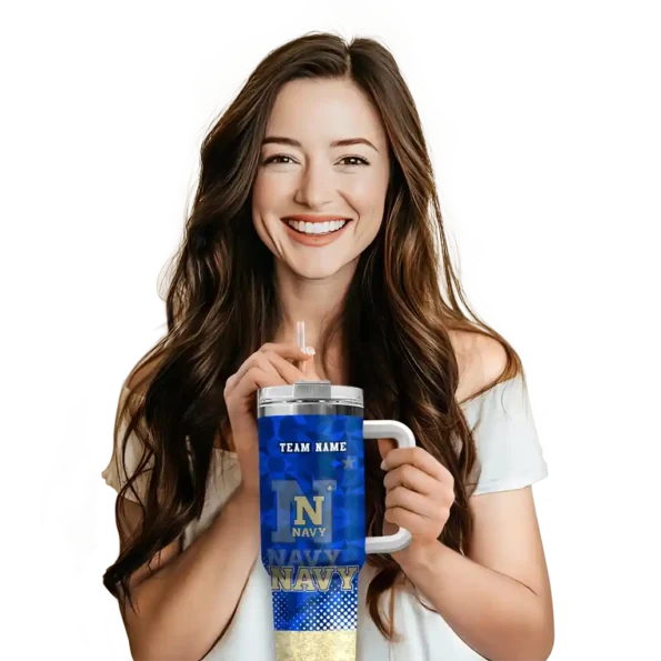 customized navy midshipmen geometric prism blue curved tumbler premium grade.webp