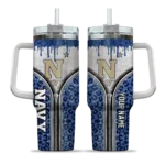 customized navy midshipmen leopard zipper blue curved tumbler best selling.webp