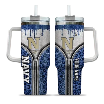 customized navy midshipmen leopard zipper blue curved tumbler best selling.webp