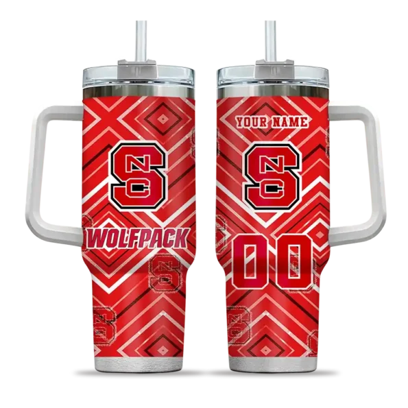 customized nc state wolfpack bold diamonds red curved tumbler best selling.webp