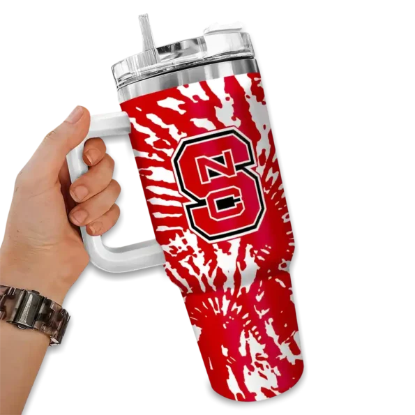 customized nc state wolfpack burst swirl red curved tumbler fashion forward.webp