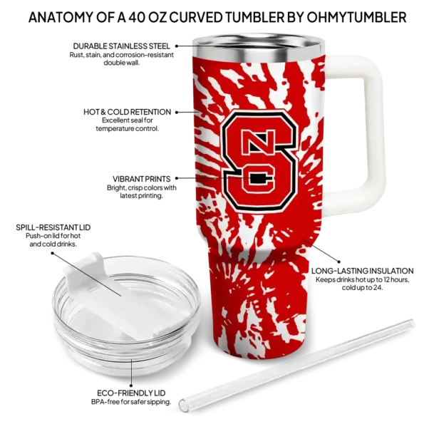 customized nc state wolfpack burst swirl red curved tumbler new arrival.webp