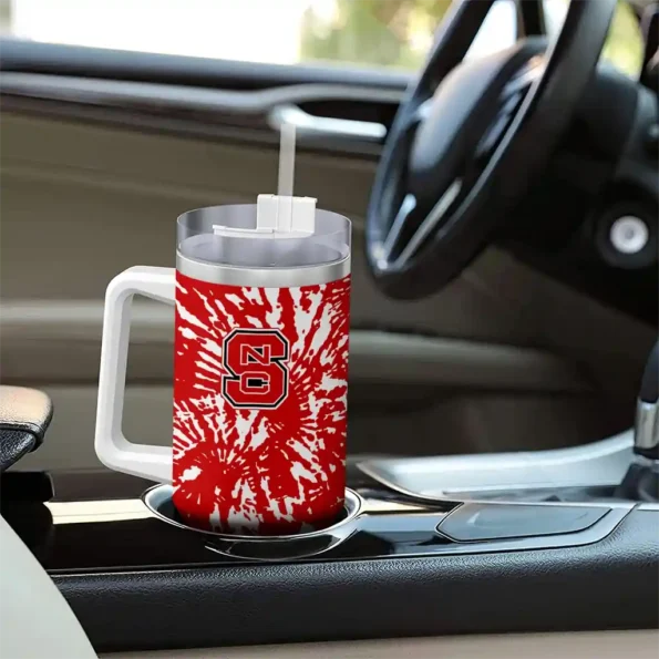 customized nc state wolfpack burst swirl red curved tumbler trendy.webp