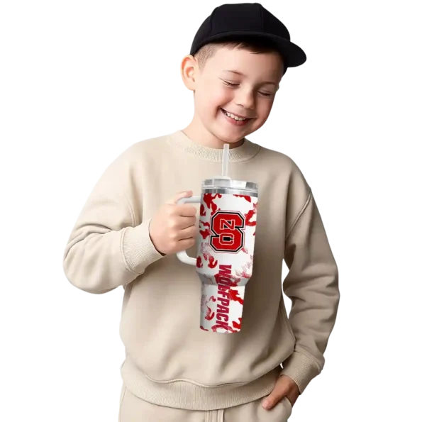 customized nc state wolfpack camo mashup red white curved tumbler latest model.webp