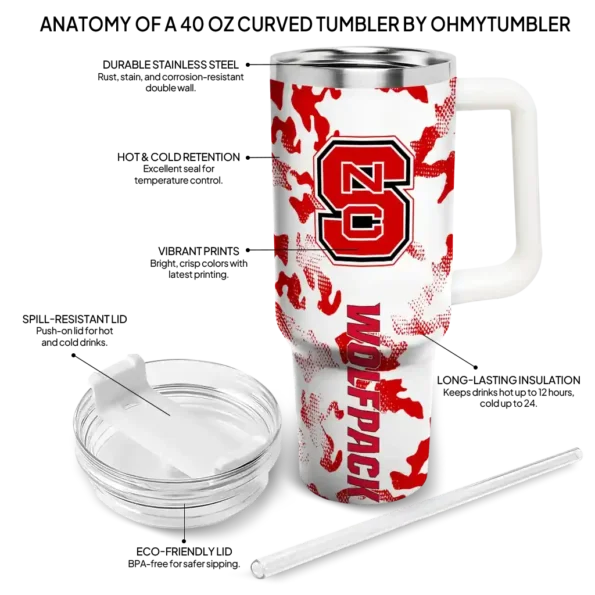 customized nc state wolfpack camo mashup red white curved tumbler new arrival.webp