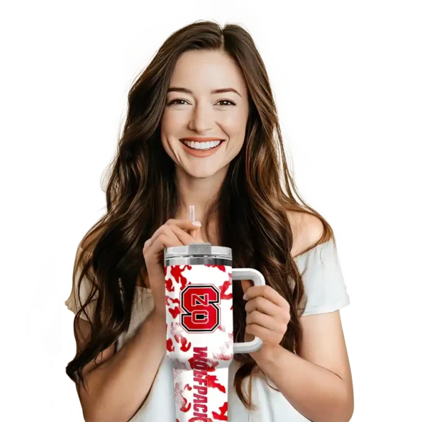 customized nc state wolfpack camo mashup red white curved tumbler premium grade.webp