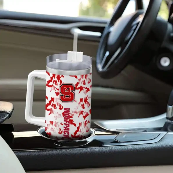 customized nc state wolfpack camo mashup red white curved tumbler trendy.webp