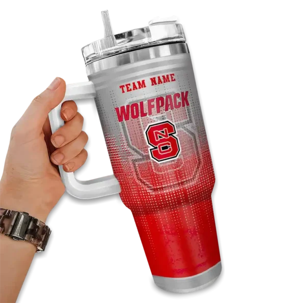 customized nc state wolfpack gradient dots red curved tumbler fashion forward.webp