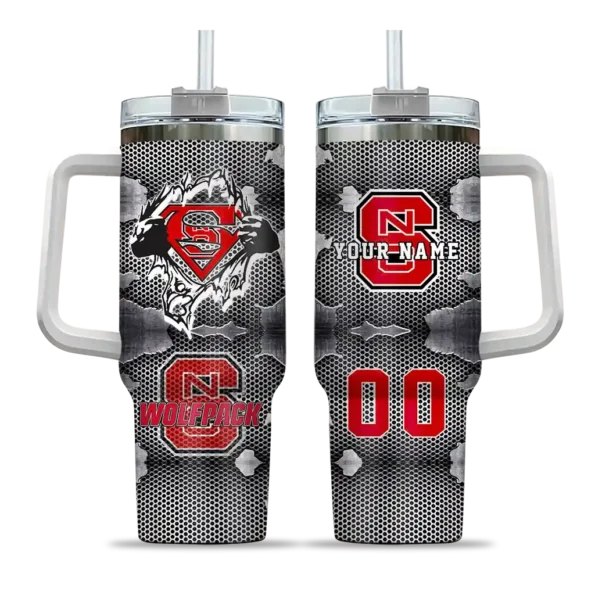 customized nc state wolfpack superman shield red gray curved tumbler best selling.webp