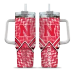 customized nebraska cornhuskers chevron angle red curved tumbler best selling.webp