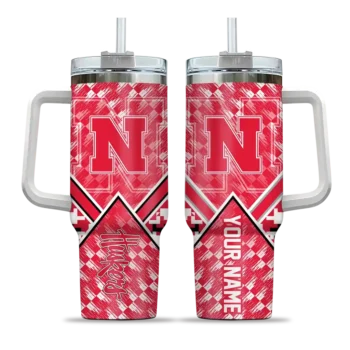customized nebraska cornhuskers chevron angle red curved tumbler best selling.webp