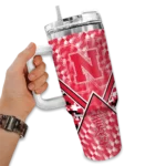 customized nebraska cornhuskers chevron angle red curved tumbler best selling.webp