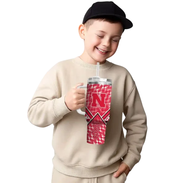 customized nebraska cornhuskers chevron angle red curved tumbler latest model.webp
