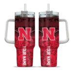 customized nebraska cornhuskers chevron stripe red curved tumbler best selling.webp