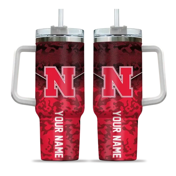 customized nebraska cornhuskers chevron stripe red curved tumbler best selling.webp