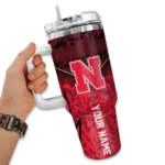customized nebraska cornhuskers chevron stripe red curved tumbler best selling.webp