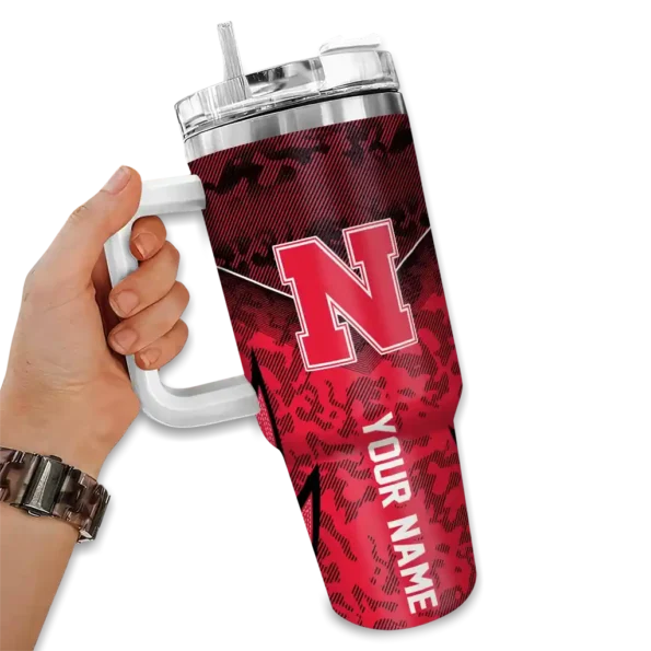 customized nebraska cornhuskers chevron stripe red curved tumbler fashion forward.webp